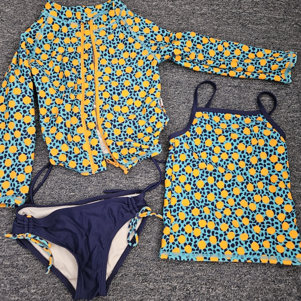Swimzip 4T geo party print 3 piece swimsiut.